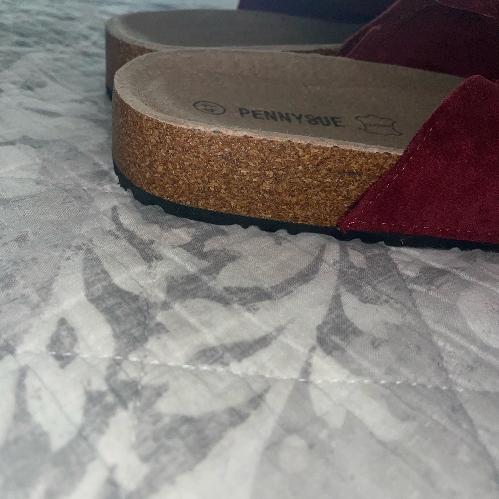 PAPRIKA RED FAUX SUADE SLIDES - Picture 4 of 4